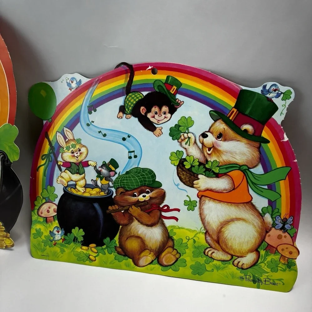 Vintage St Patrick's Day Die Cut Decorations‎ (2) Lephrechaun Teacher Vintage